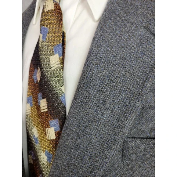 Hickey Freeman Mens Cashmere Sport Coat Jacket Gray Blue‎ 48R
